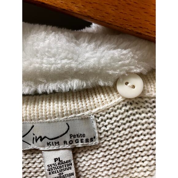 Kim Rogers Holiday Vest Petite Large Cardinal Beaded Embroidered Faux Fur Collar - Picture 6 of 8